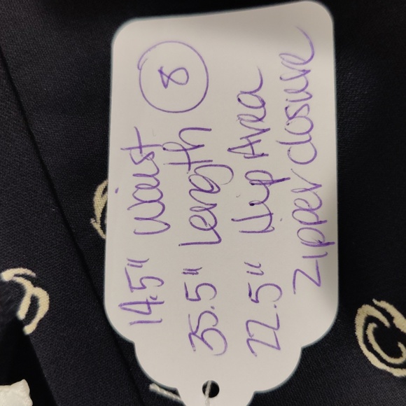 Norton McNaughton 100% Polyester Navy Blue Geometric Circular Design Top/Skirt - Picture 6 of 6